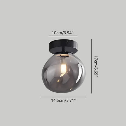 Vintage Glass Semi-Flush Ceiling Light for Entryway