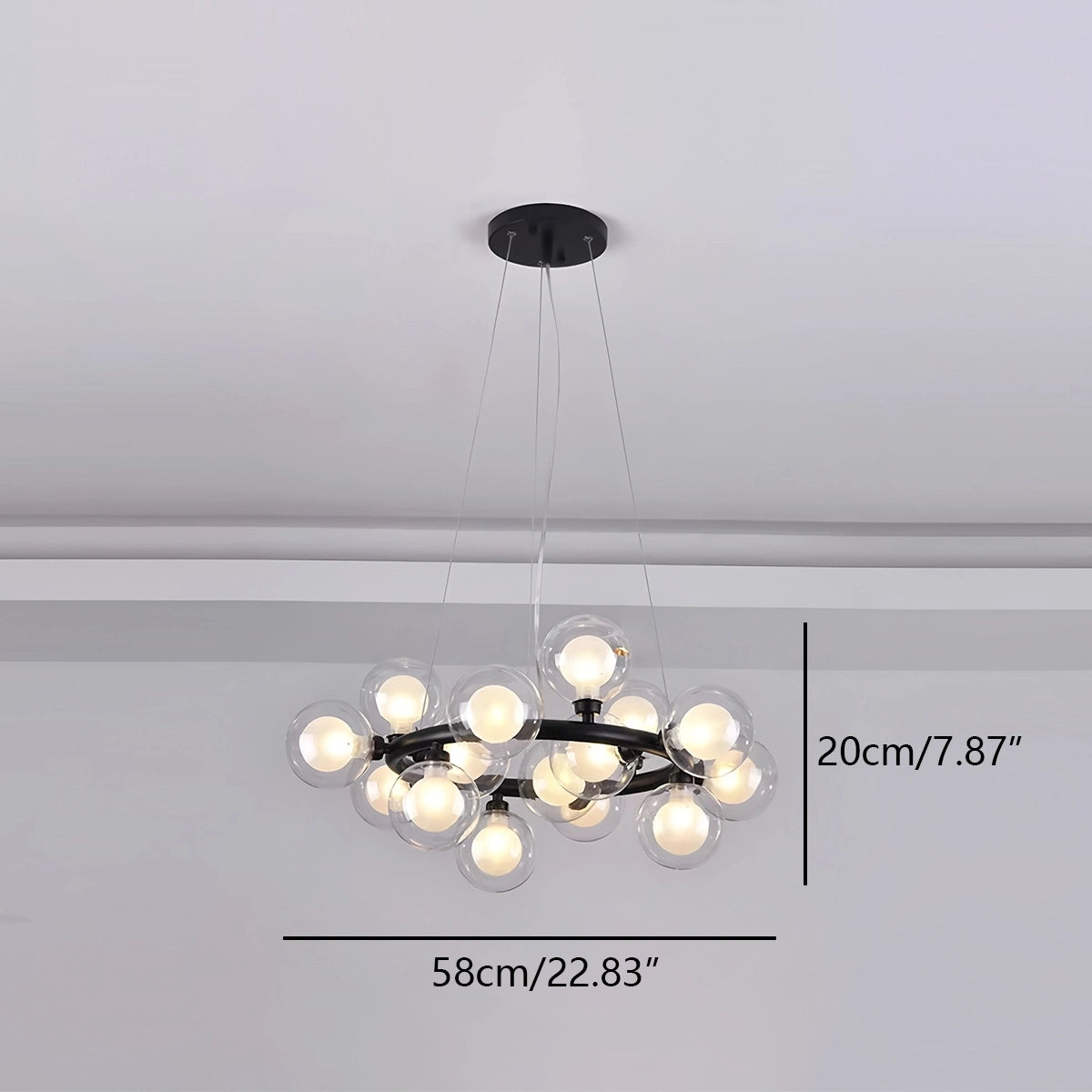 Antizer Nur Bubble Glass Chandelier for Living Room