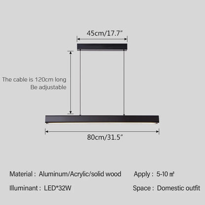 Antizer Nordic LED Linear Pendant Light for Kitchen Island