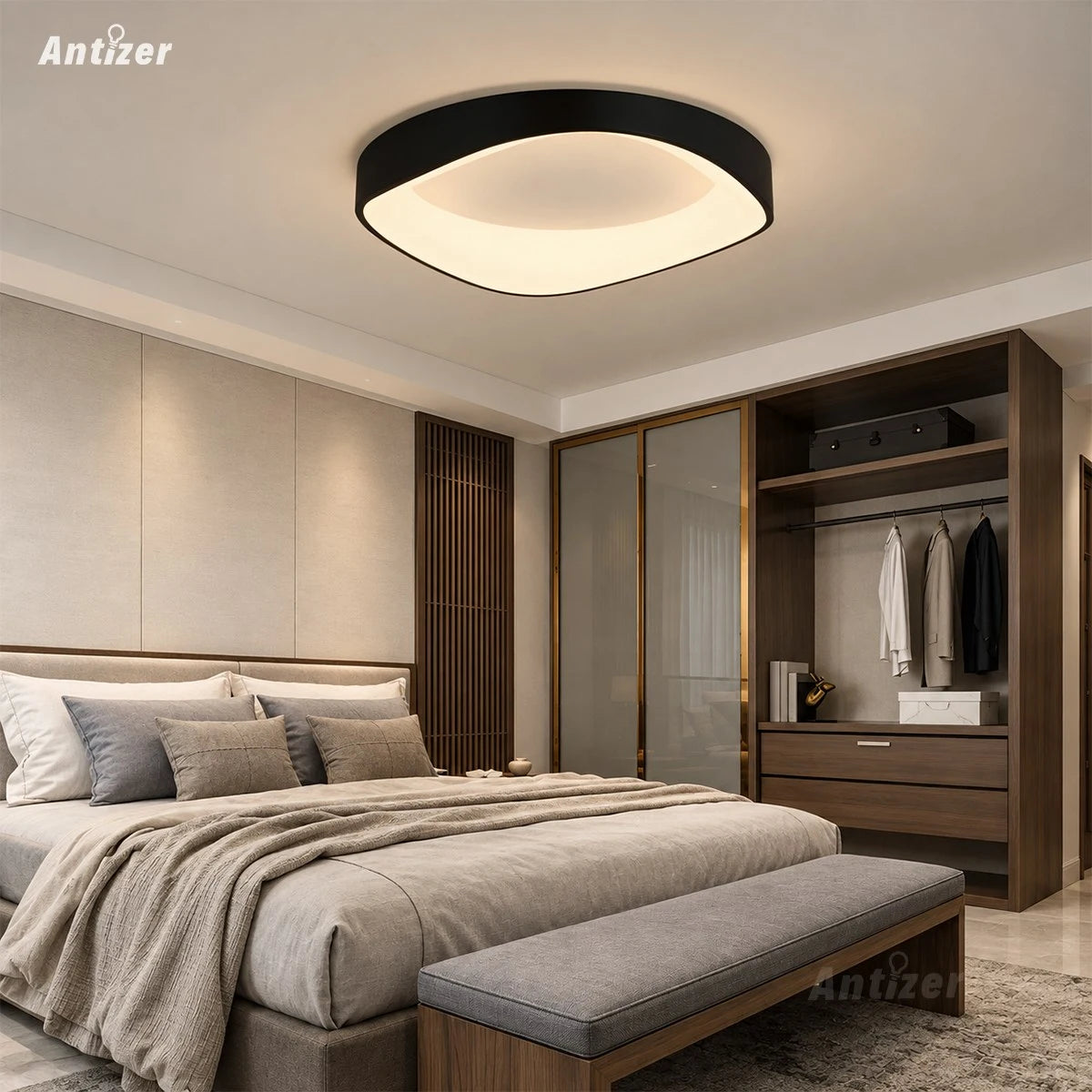 Antizer Lámpara de techo circular nórdica acrílica para dormitorio