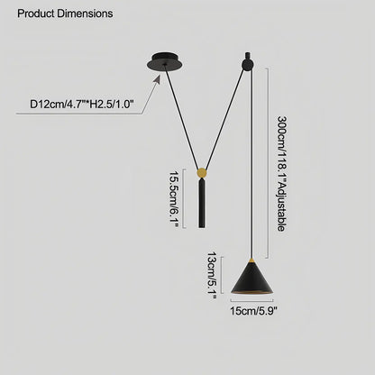 Antizer Cone Counterweight Pulley Swag Pendant Lamp