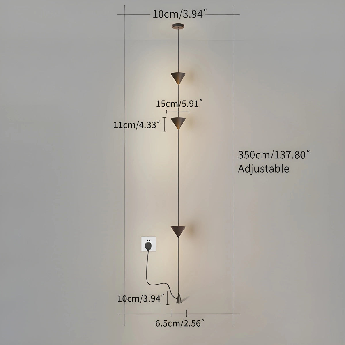 Antizer Cone Desigh Hanging Cable Floor Lamp