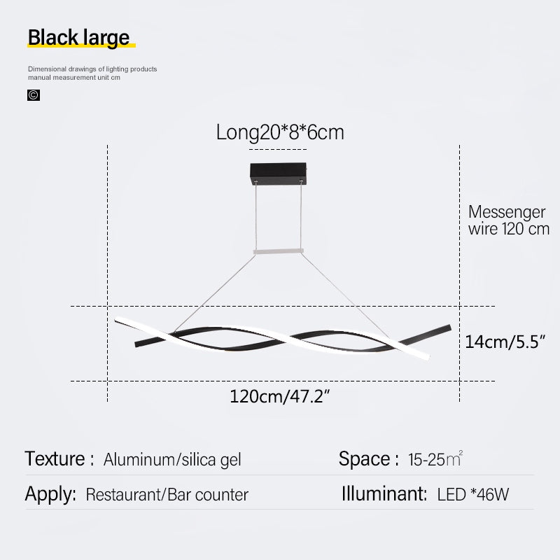 Antizer LED Linear Wave Chandelier for Dining & Offices