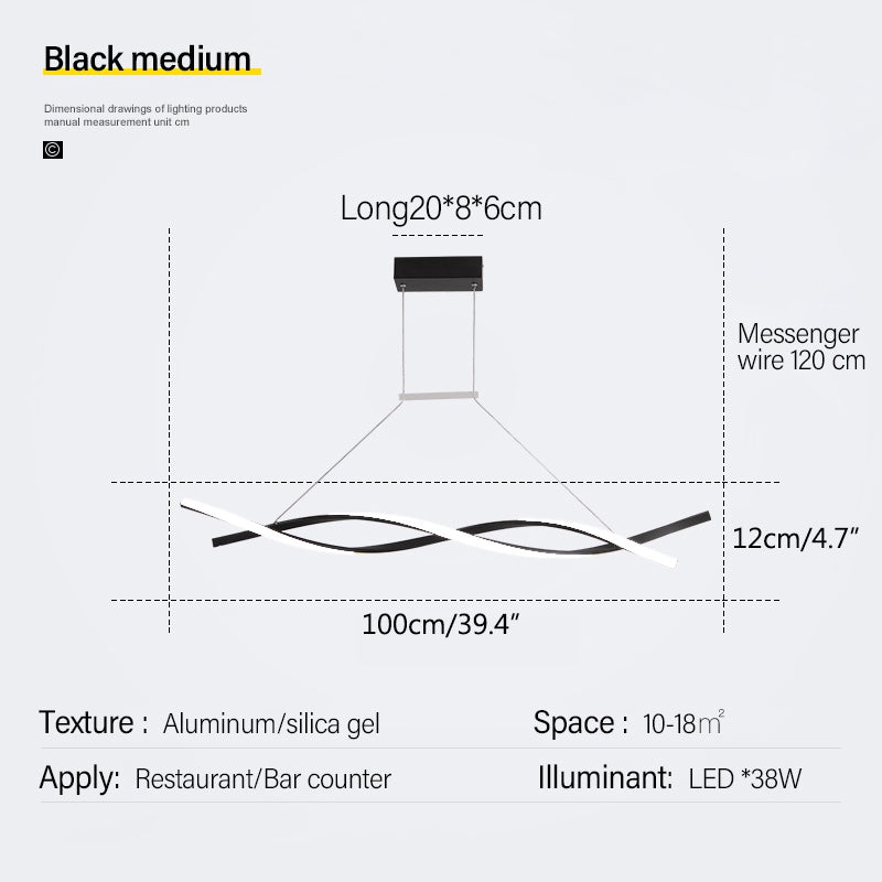 Antizer LED Linear Wave Chandelier for Dining & Offices