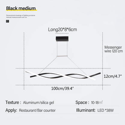 Antizer LED Linear Wave Chandelier for Dining & Offices