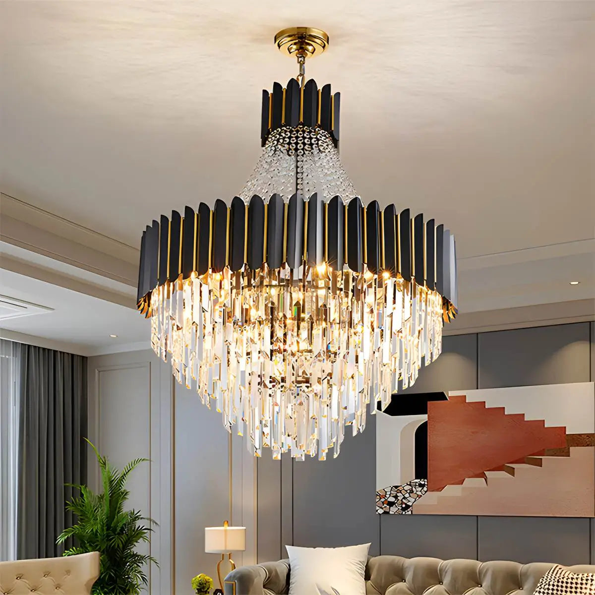 Antizer Modern Black Gold Luxury Crystal Chandelier