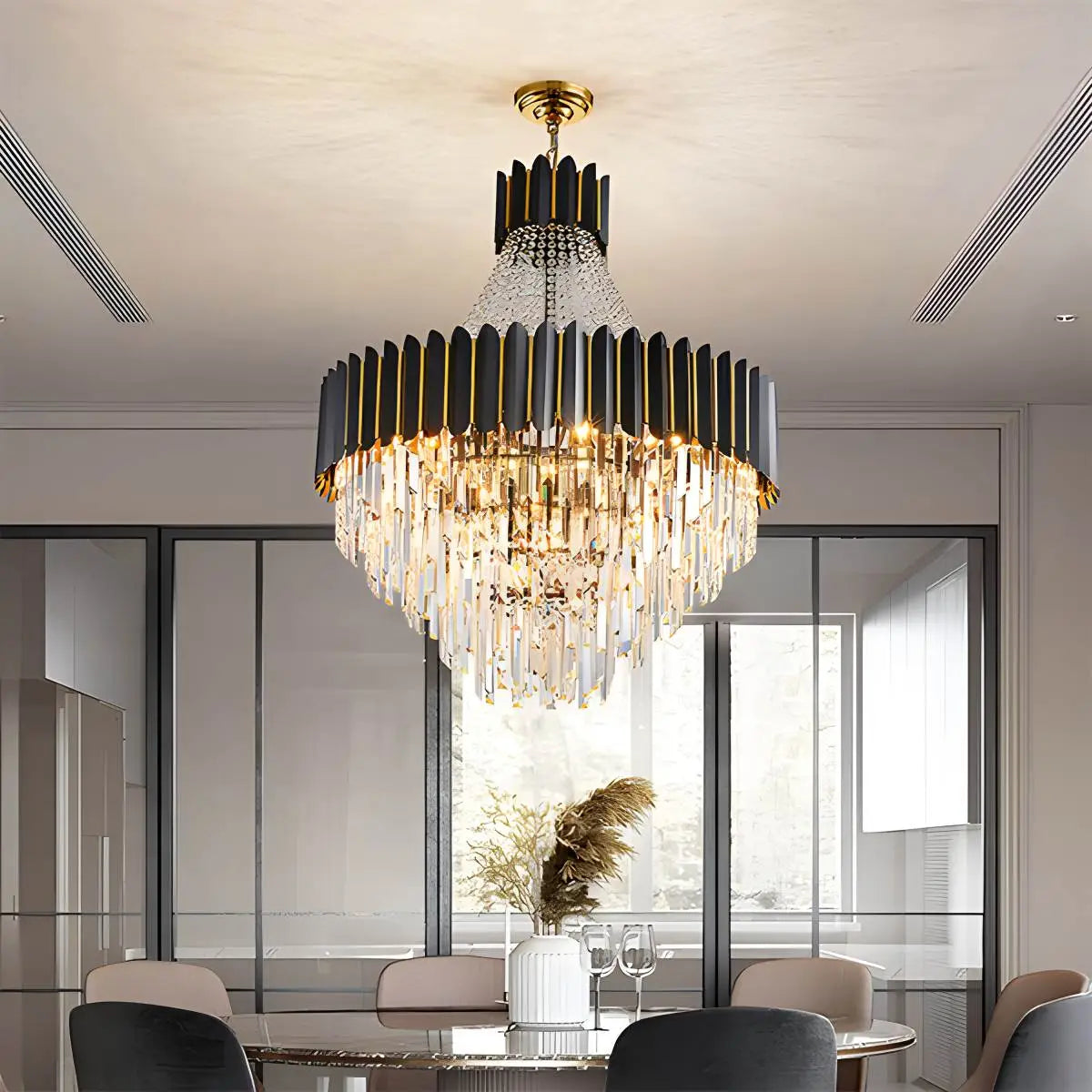 Antizer Modern Black Gold Luxury Crystal Chandelier