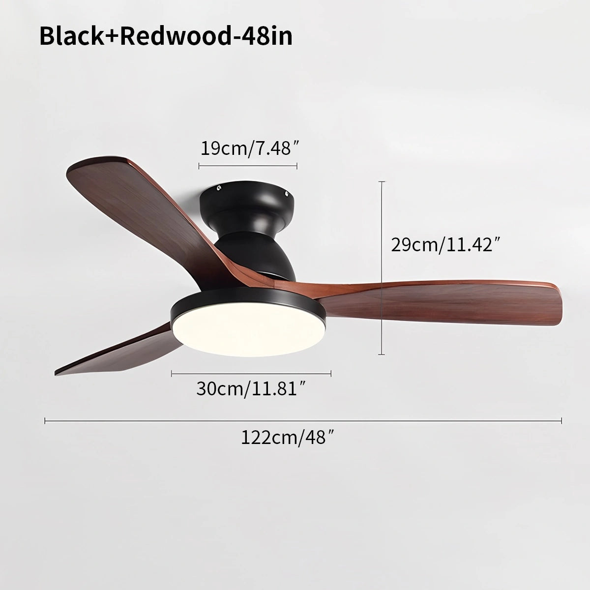 Antizer Vintage 3-leaf Solid Wood Ceiling Fan Lamp