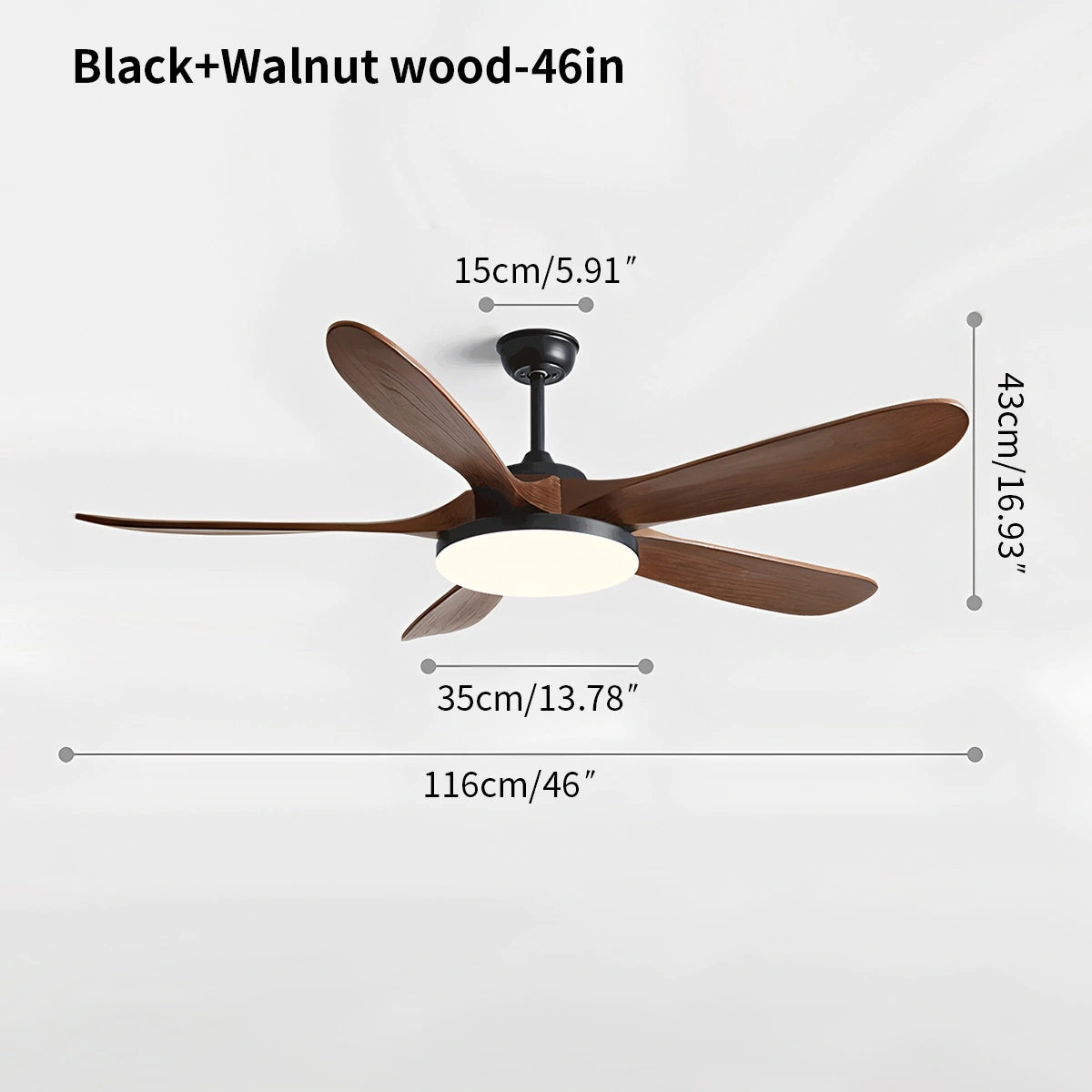 Antizer 5-leaf Solid Wood Ceiling Fan Light