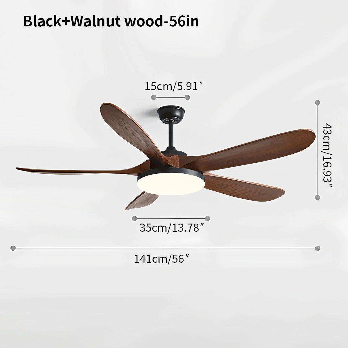 Antizer 5-leaf Solid Wood Ceiling Fan Light