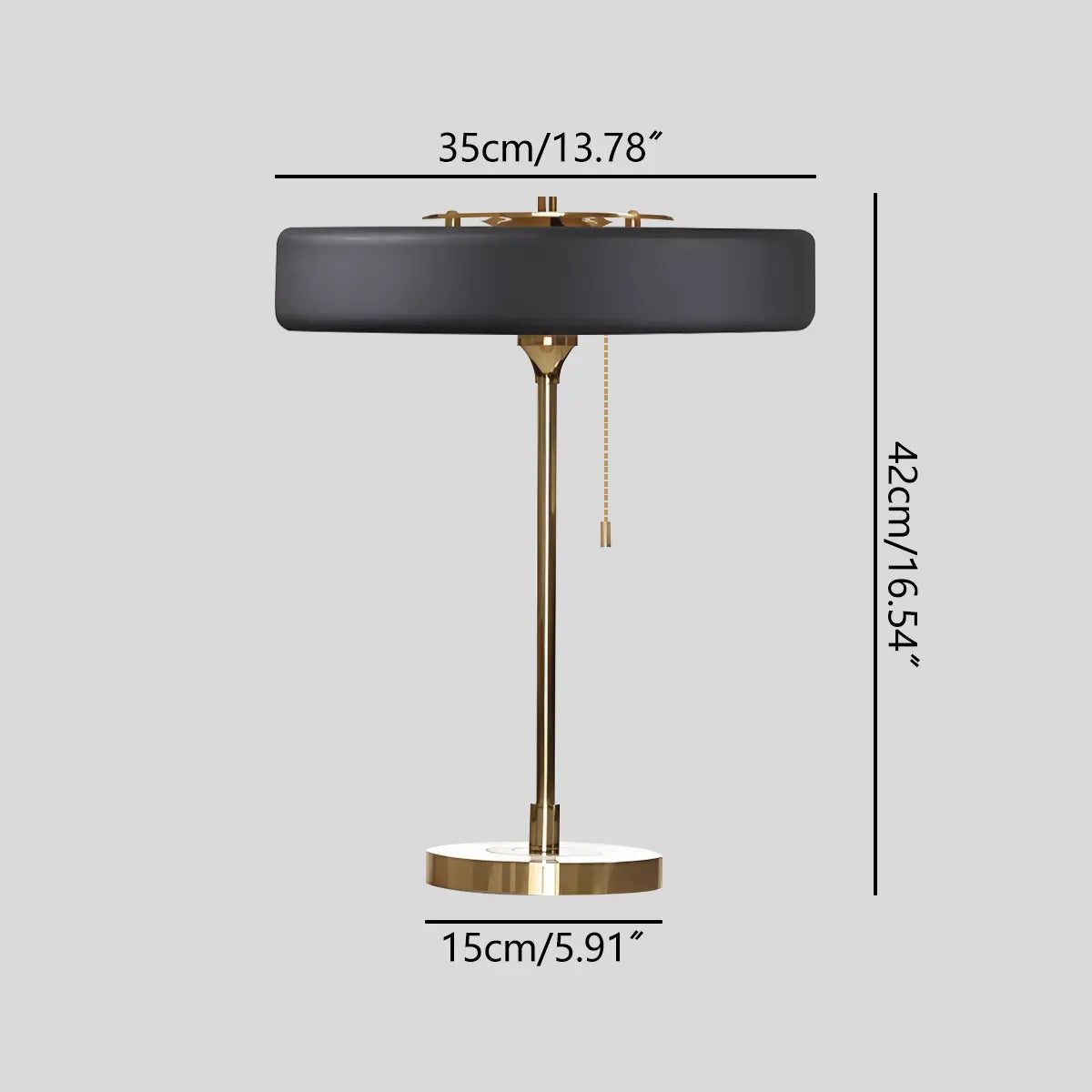 Antizer Mid-Century Round Table Lamp with Pull Chain