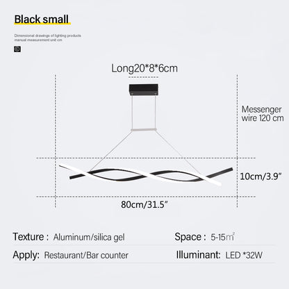 Antizer LED Linear Wave Chandelier for Dining & Offices