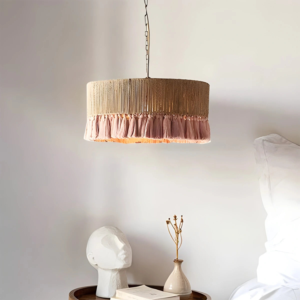 Antizer Boho Vintage Twine Fringe Pendant Light