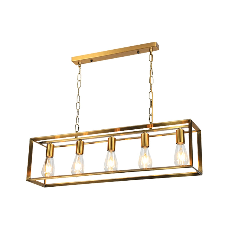 Antizer Rectangular Brass Pendant Lights for Dining Room