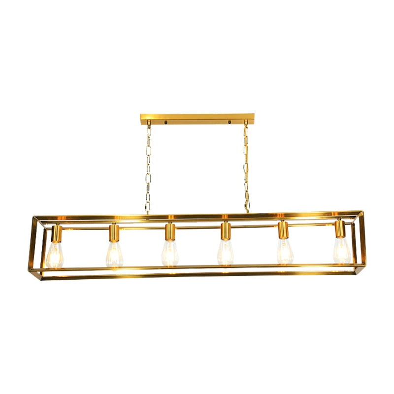 Antizer Rectangular Brass Pendant Lights for Dining Room