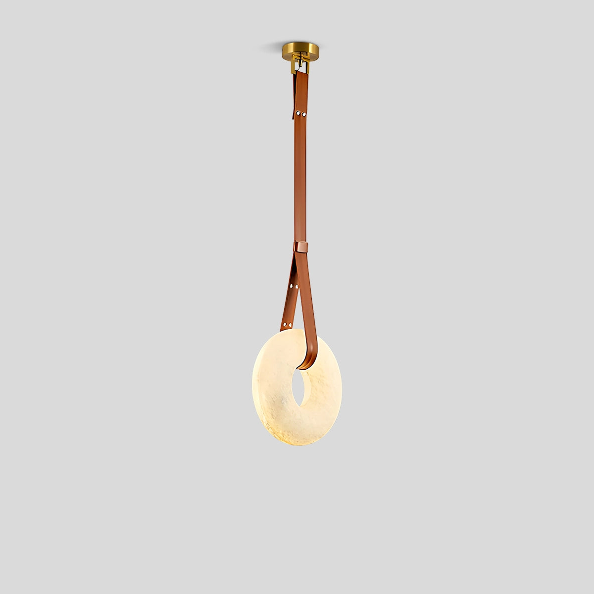 Antizer Round Spanish Alabaster Pendant Light Leather Hanging Wire
