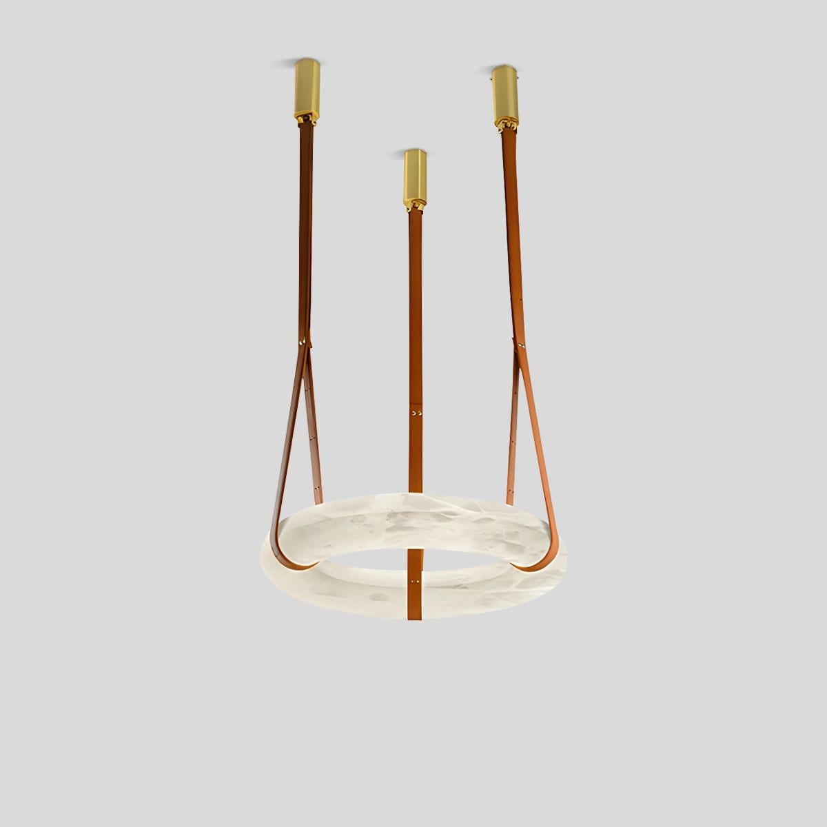 Antizer Round Spanish Alabaster Pendant Light Leather Hanging Wire