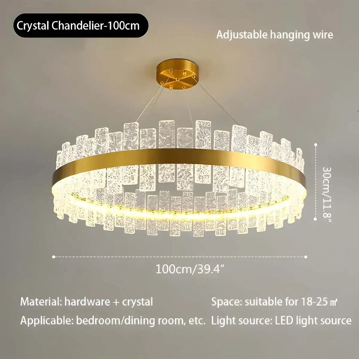 Antizer Modern Frosted Glass Crystal Chandelier