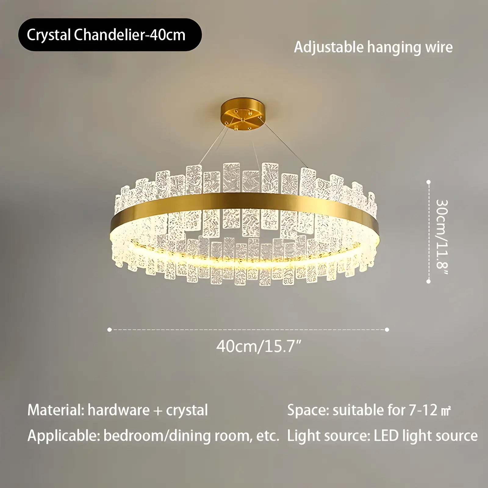 Antizer Modern Frosted Glass Crystal Chandelier