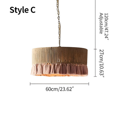 Antizer Boho Vintage Twine Fringe Pendant Light