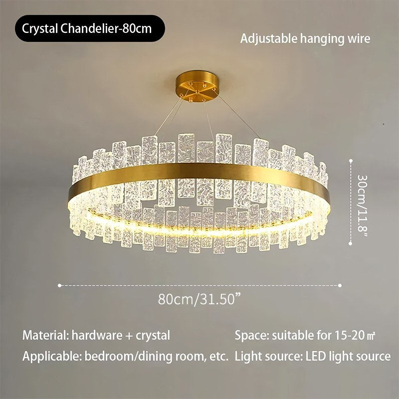 Modern Frosted Glass Crystal Chandelier