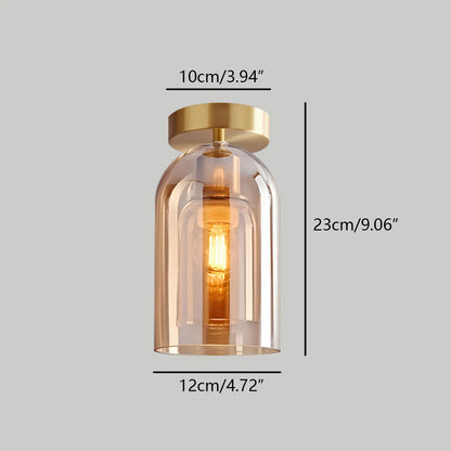 Vintage Glass Semi-Flush Ceiling Light for Entryway