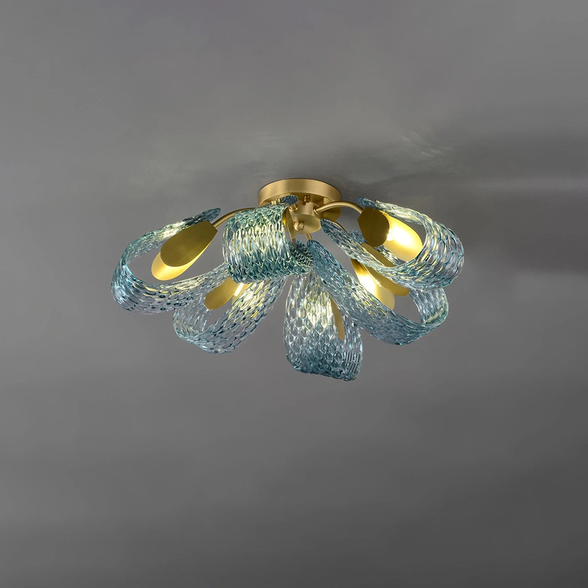 Antizer Peacock Blue Art Glass Chandelier for Dining Room
