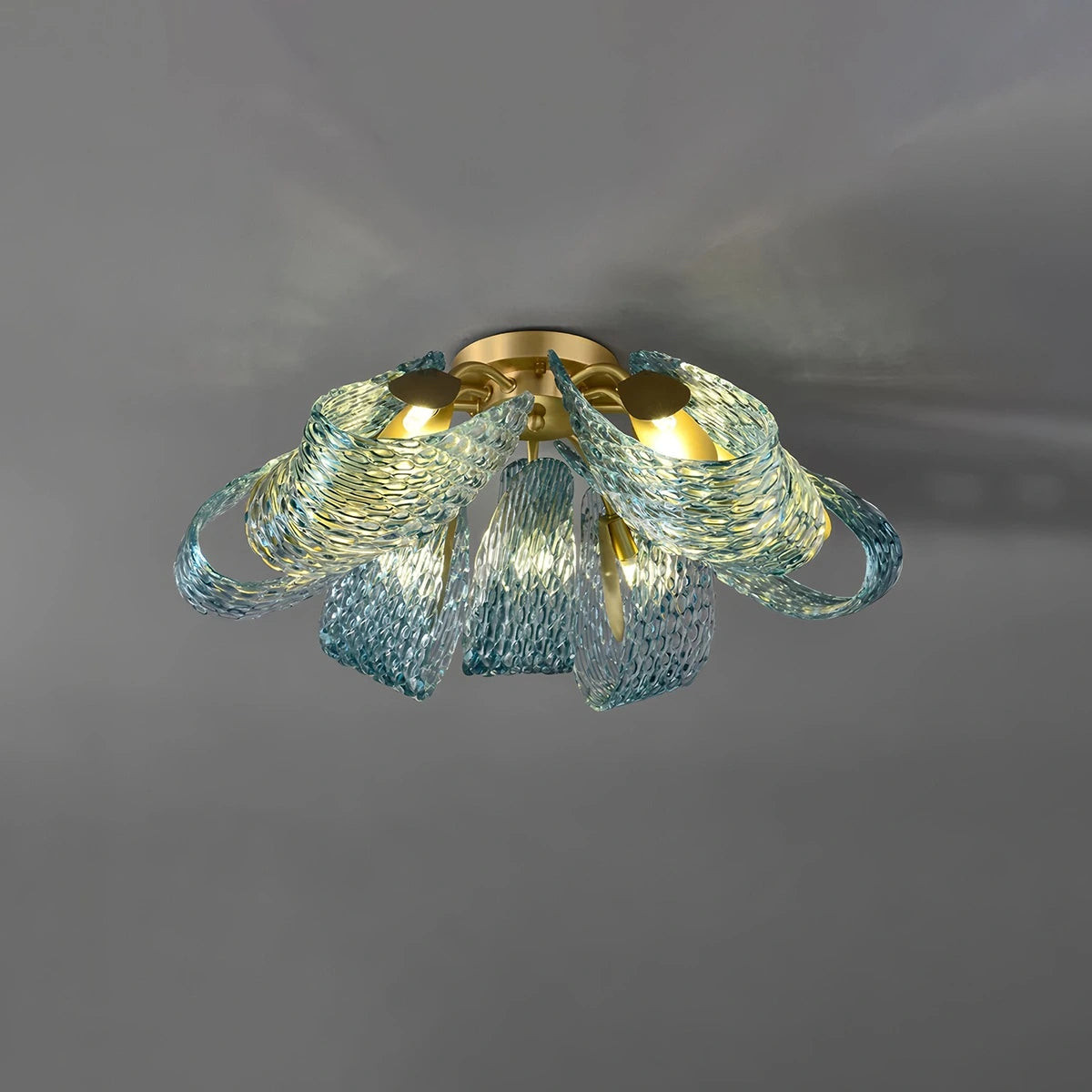 Antizer Peacock Blue Art Glass Chandelier for Dining Room