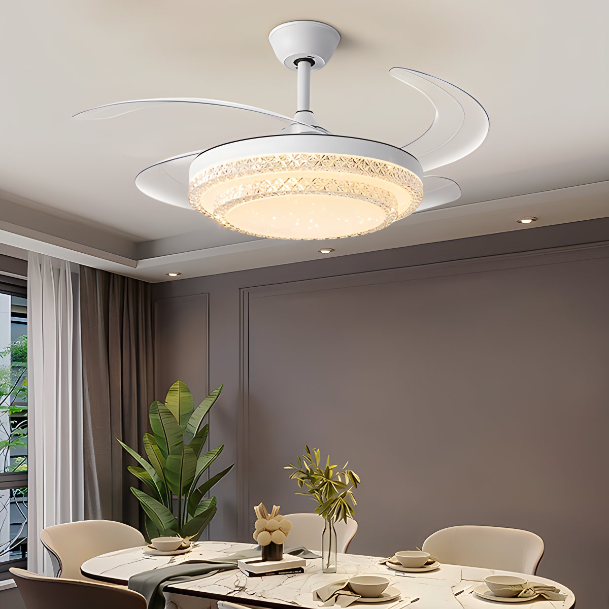 Dimmable Remote Hugger Ceiling Fan Light