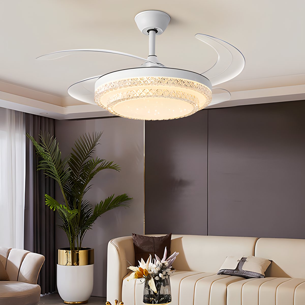 Dimmable Remote Hugger Ceiling Fan Light