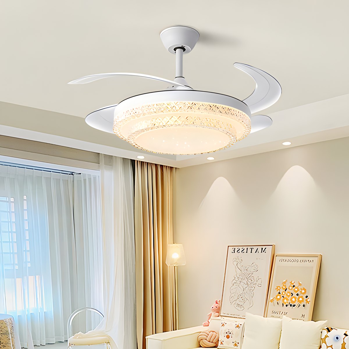 Dimmable Remote Hugger Ceiling Fan Light