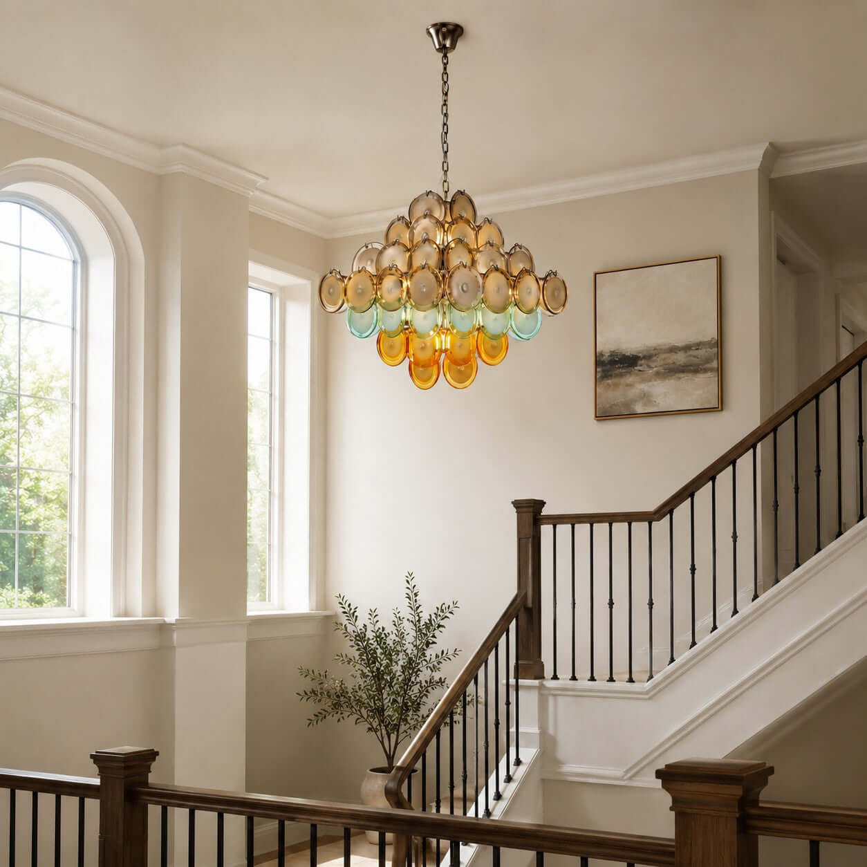 Antizer Murano Multicolor Circular Glass Chandelier