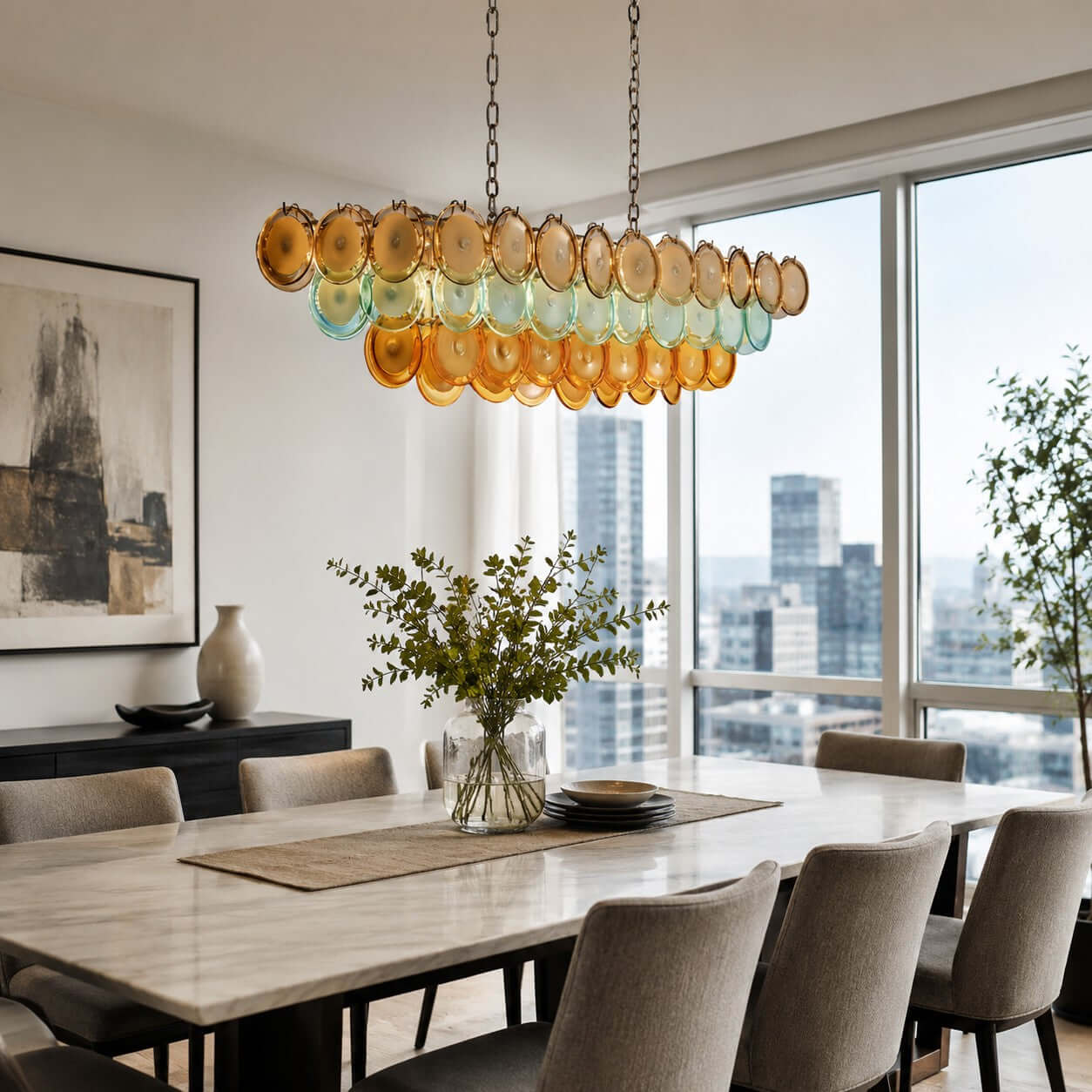 Antizer Murano Multicolor Circular Glass Chandelier