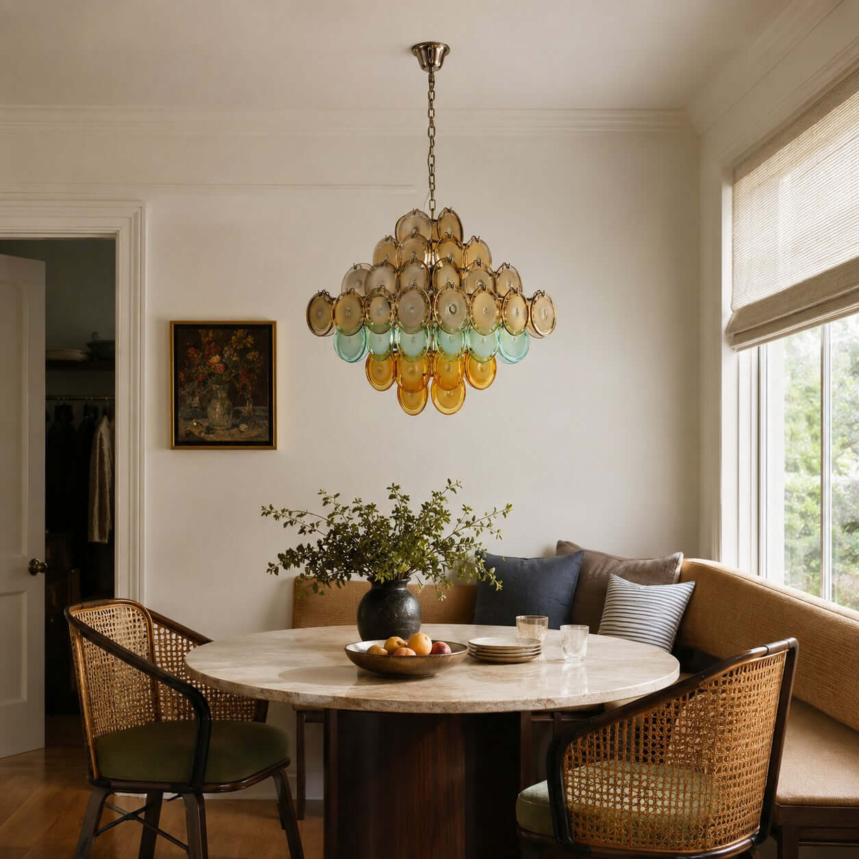 Antizer Murano Multicolor Circular Glass Chandelier