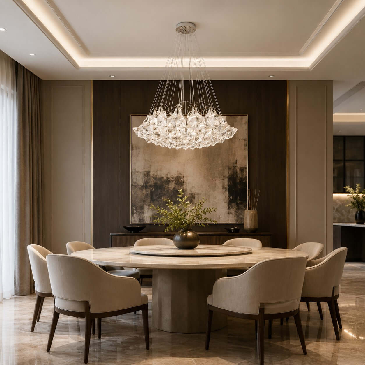 Antizer Modern Hexagonal Clear Glass Chandelier