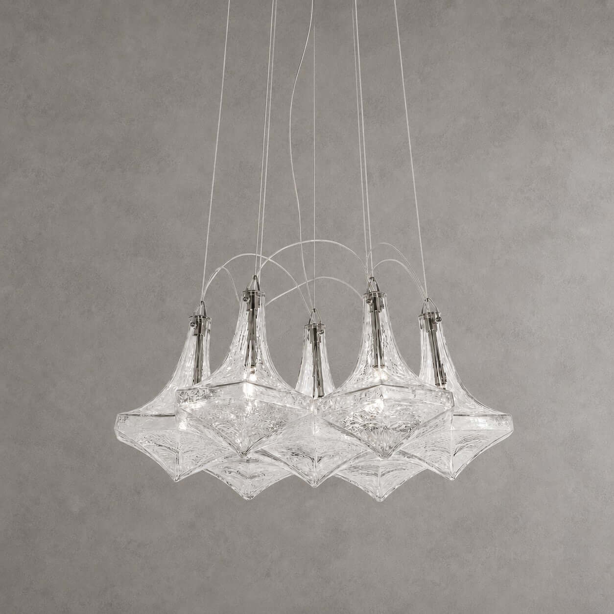 Antizer Modern Hexagonal Clear Glass Chandelier