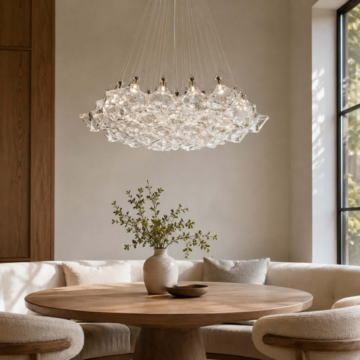 Antizer Modern Hexagonal Clear Glass Chandelier