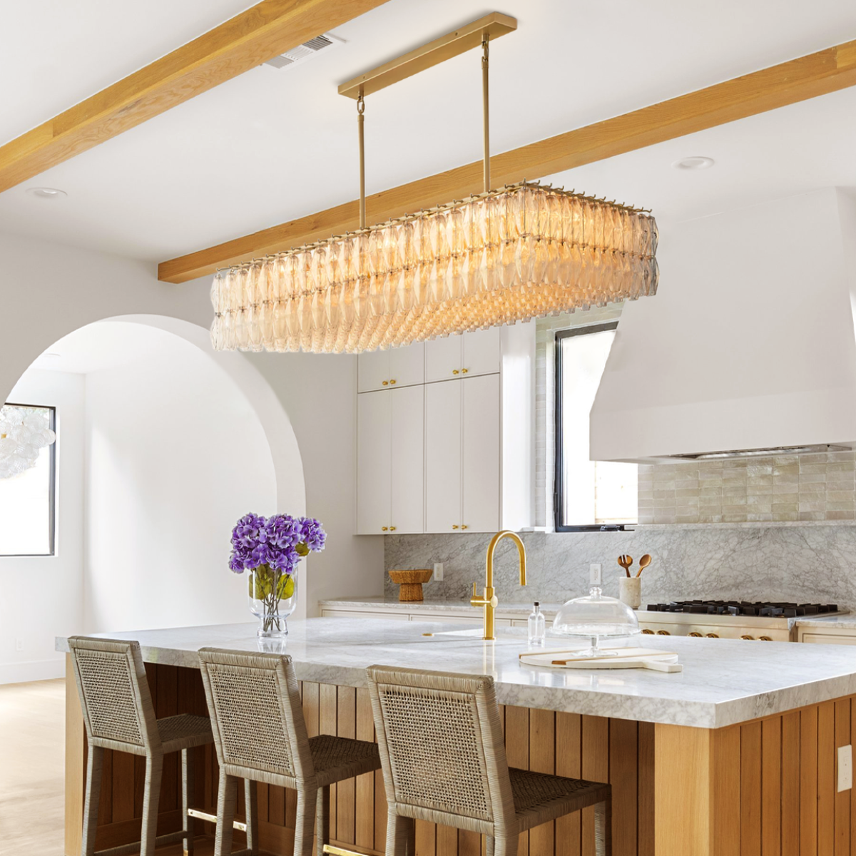 Antizer Chiara Glass Tiered Rectangular Chandelier