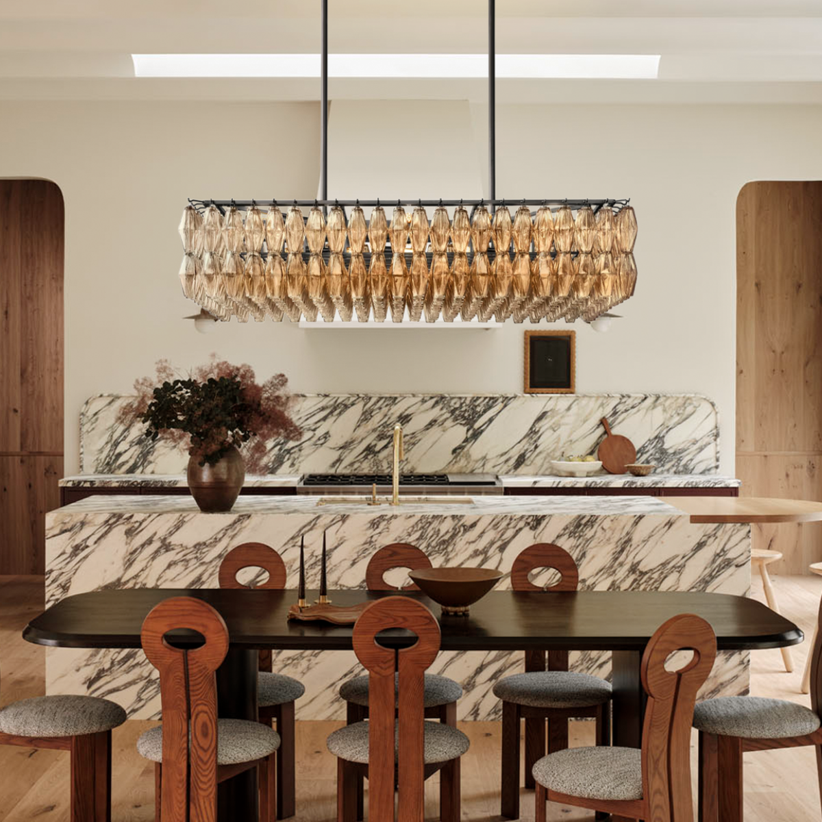 Antizer Chiara Glass Tiered Rectangular Chandelier