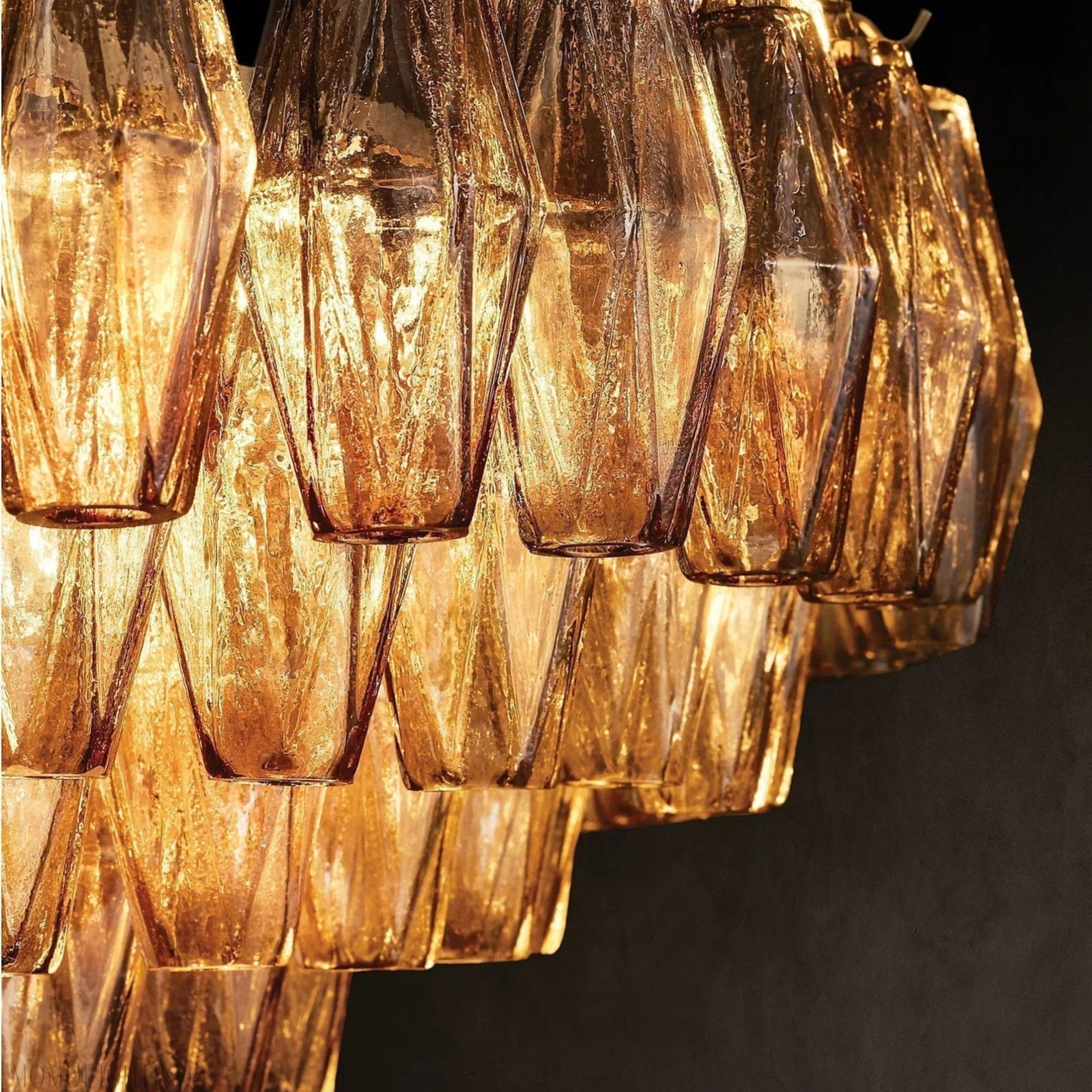 Antizer Chiara Glass Tiered Rectangular Chandelier