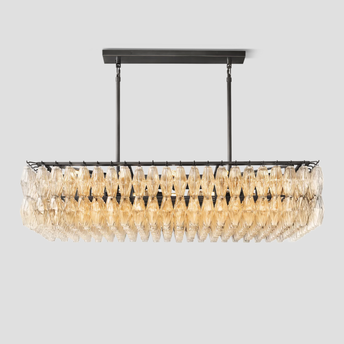 Antizer Chiara Glass Tiered Rectangular Chandelier
