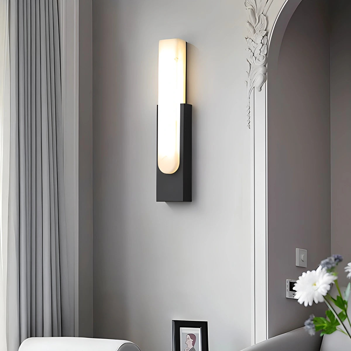 Antizer Chinese Style Alabaster Wall Lamp for Bedroom
