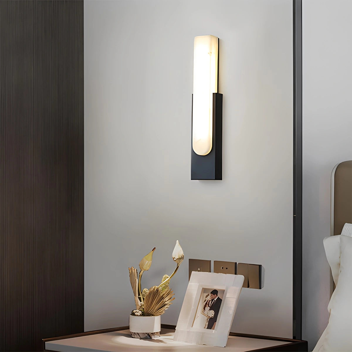 Antizer Chinese Style Alabaster Wall Lamp for Bedroom