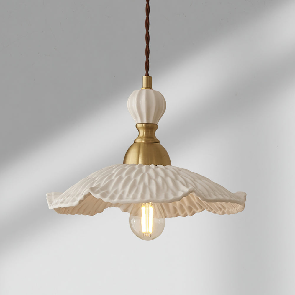 Elegant Nordic White Ceramic Pendant Lamp with Brass Accents for Modern Interiors