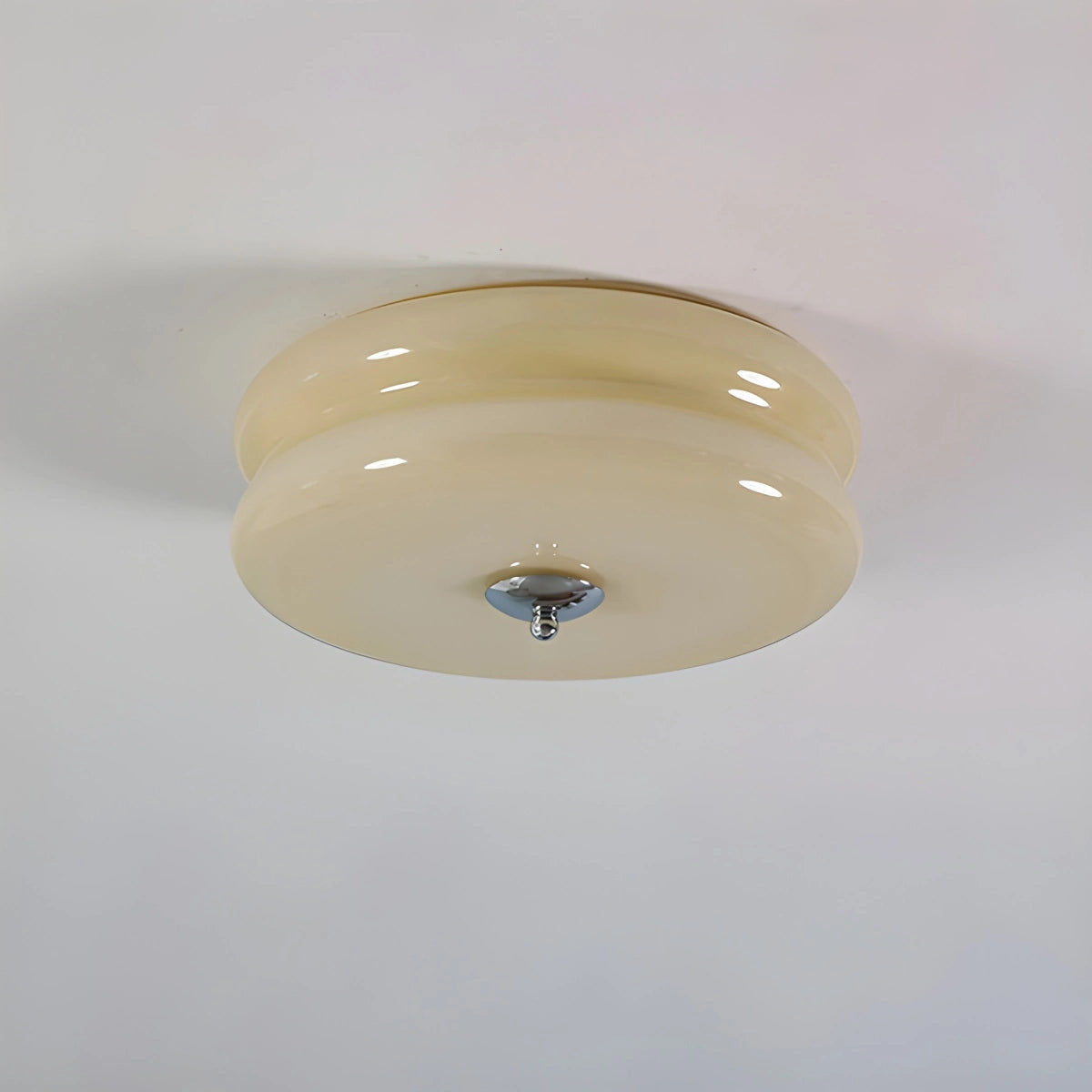 Antizer Art Deco Vintage Ceiling Light for Bedroom - Chrome+Beige / D32cm / 12.60″