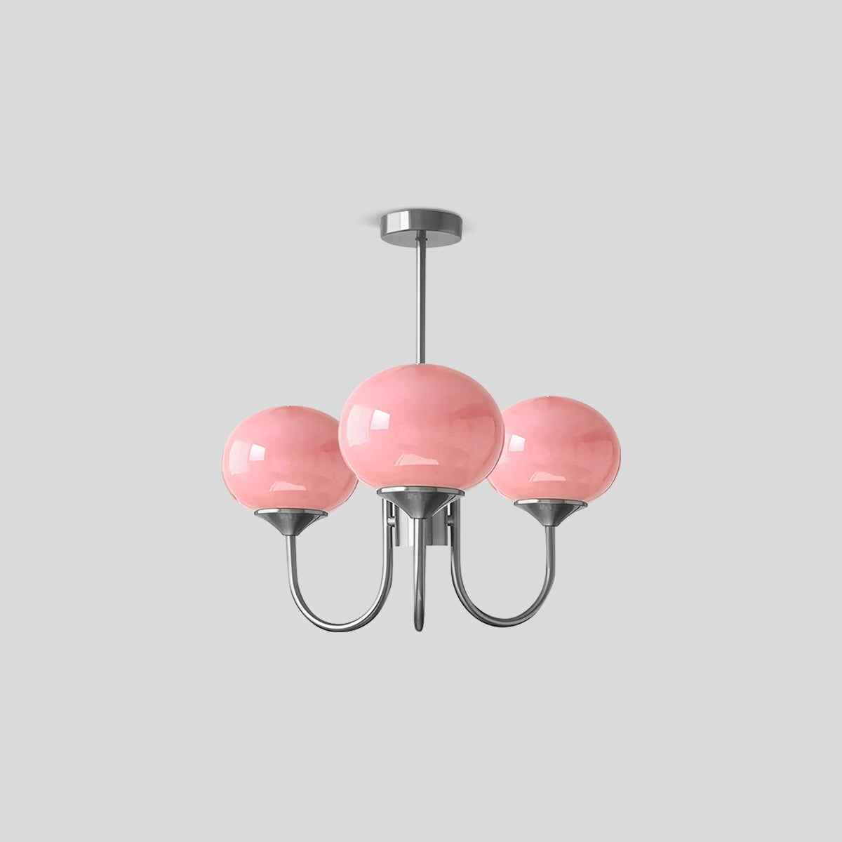 Antizer Pink Glass Globe Arm Chandelier for Living Room