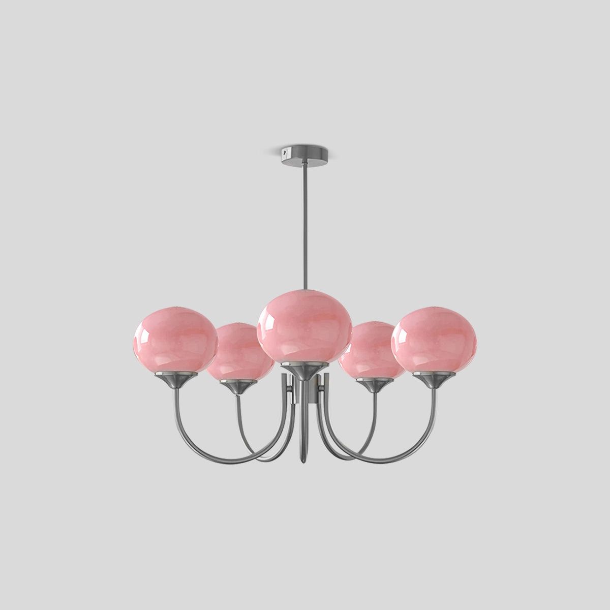 Antizer Pink Glass Globe Arm Chandelier for Living Room
