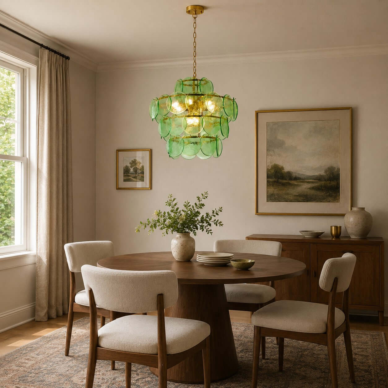 Antizer French Art Layered Discs Glass Pendant Light