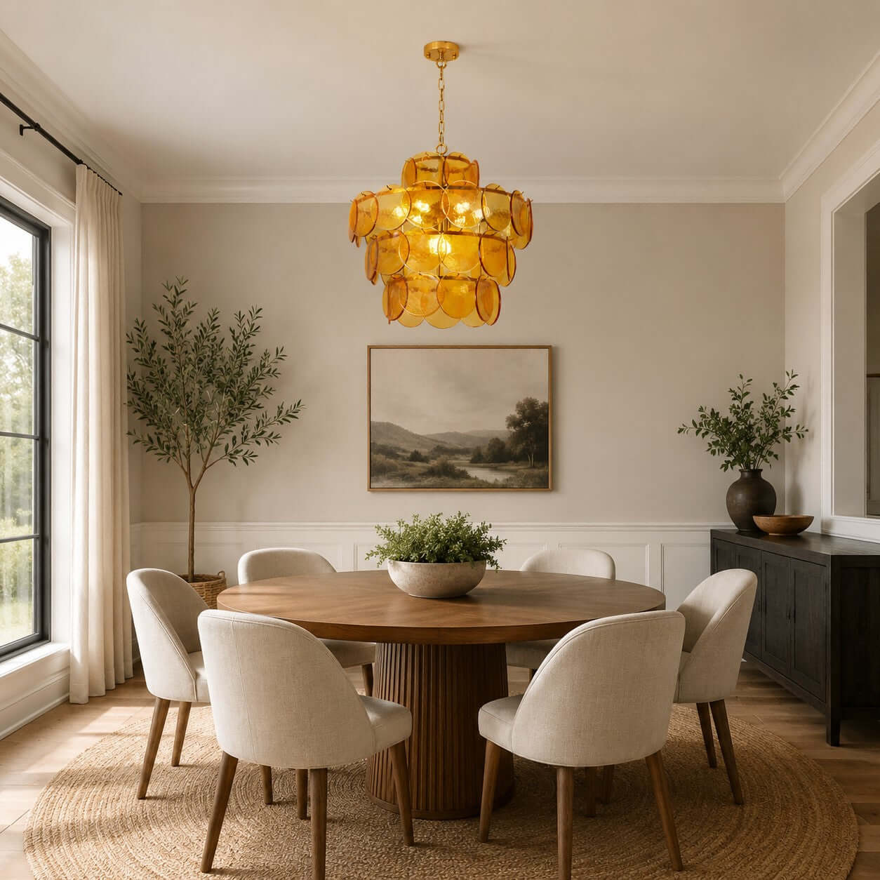 Antizer French Art Layered Discs Glass Pendant Light