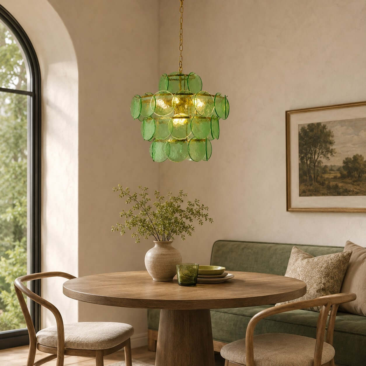 Antizer French Art Layered Discs Glass Pendant Light
